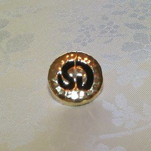 High End St. John Replacement Shank Button~Gold Tone with Black Enamel**